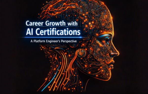 Career growth with AI certifications glowing title on digital brain illustration