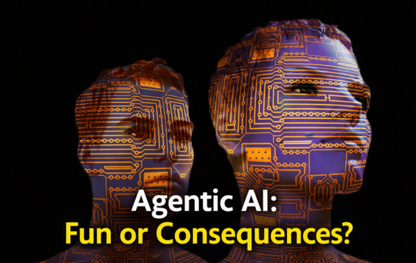 Agentic AI feature image with human circuit heads and blog title