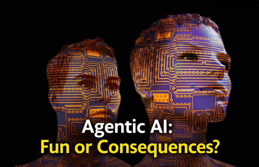 Agentic AI feature image with human circuit heads and blog title