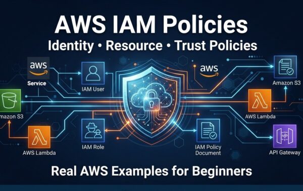 AWS IAM Policies feature image showing cloud security and AWS access management concepts