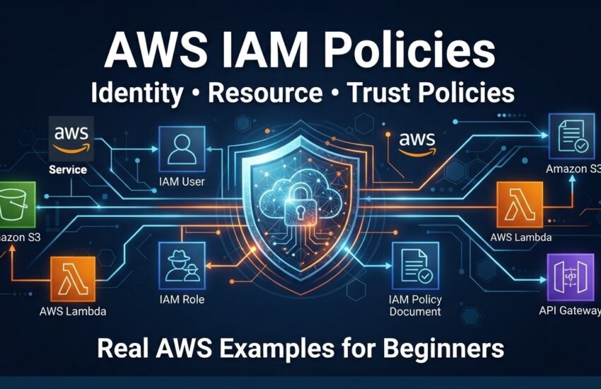 AWS IAM Policies feature image showing cloud security and AWS access management concepts
